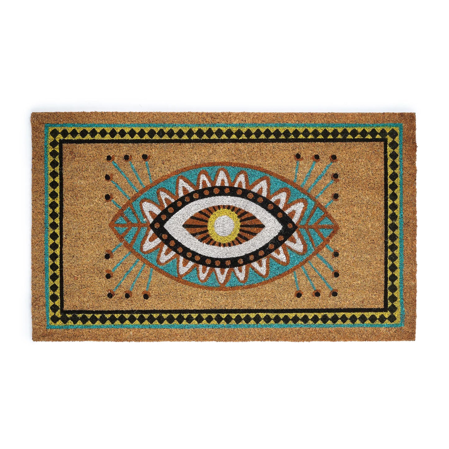 Doormat with eye design on a white background