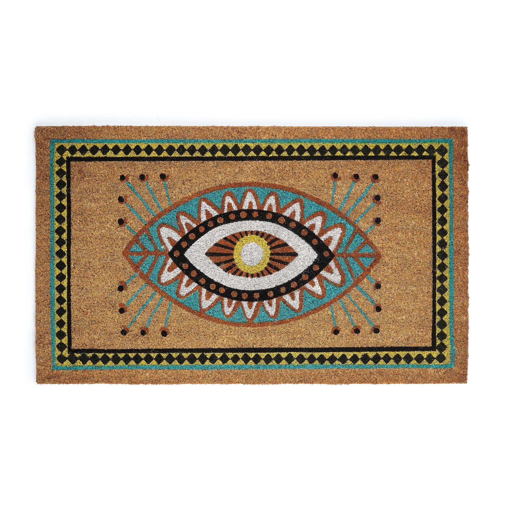 Doormat with eye design on a white background