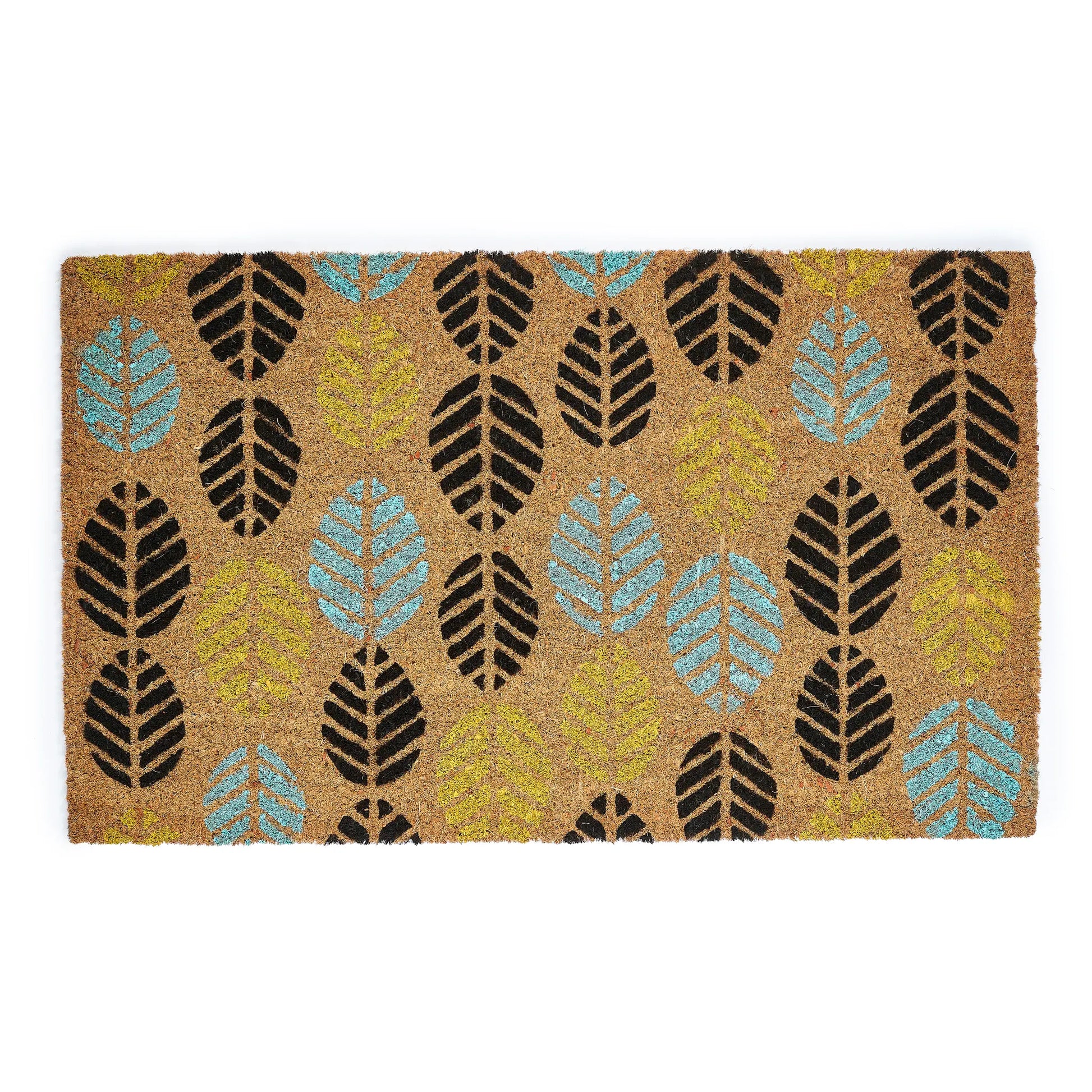Doormat with leaf pattern on a beige background