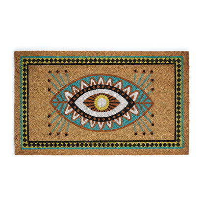 Doormat with eye design on a white background